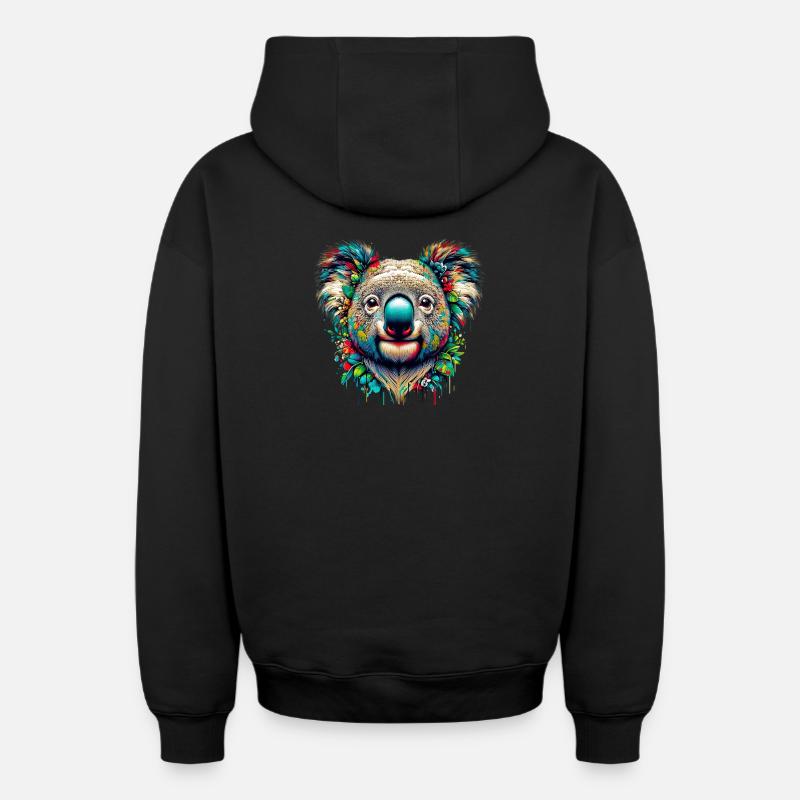 Koala - Sweat à capuche unisexe zippé oversize épais SPREAD - noir