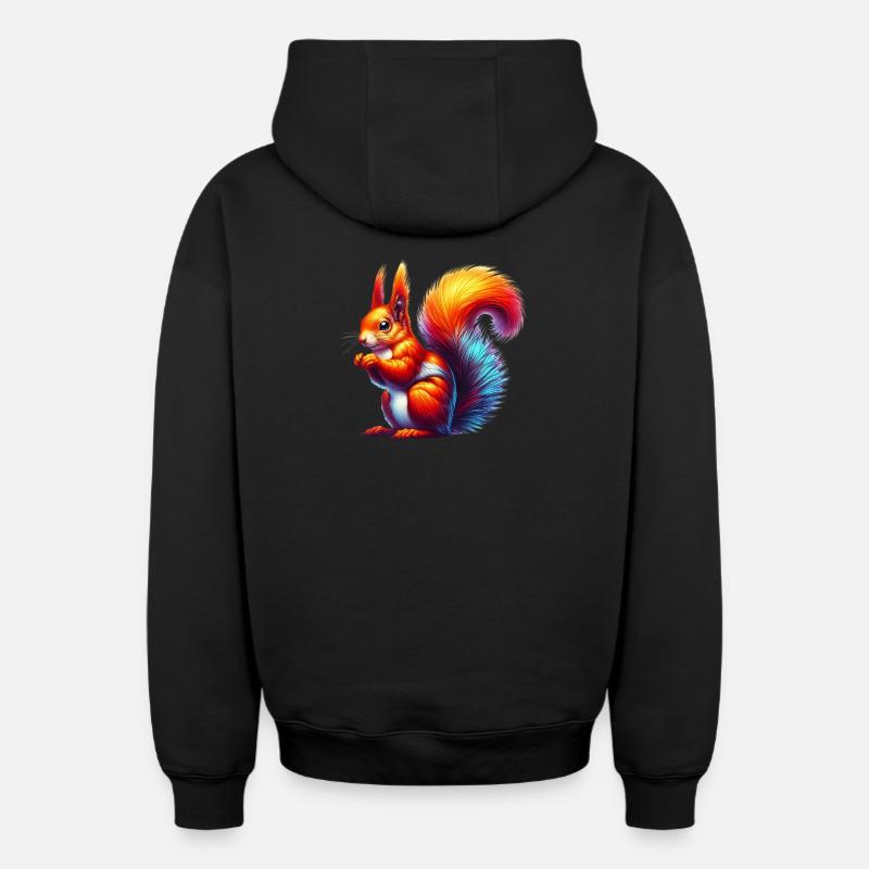 Écureuil - Sweat à capuche unisexe zippé oversize épais SPREAD - noir
