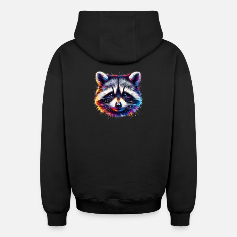 Raton laveur - Sweat à capuche unisexe zippé oversize épais SPREAD - noir