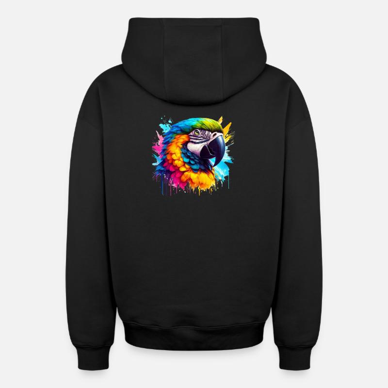 Perroquet - Sweat à capuche unisexe zippé oversize épais SPREAD - noir