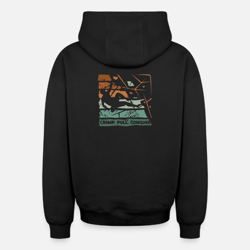 Bouldering – Crimping. Pull. Conquer. - Oversized Heavyweight Unisex Zip Hoodie - black