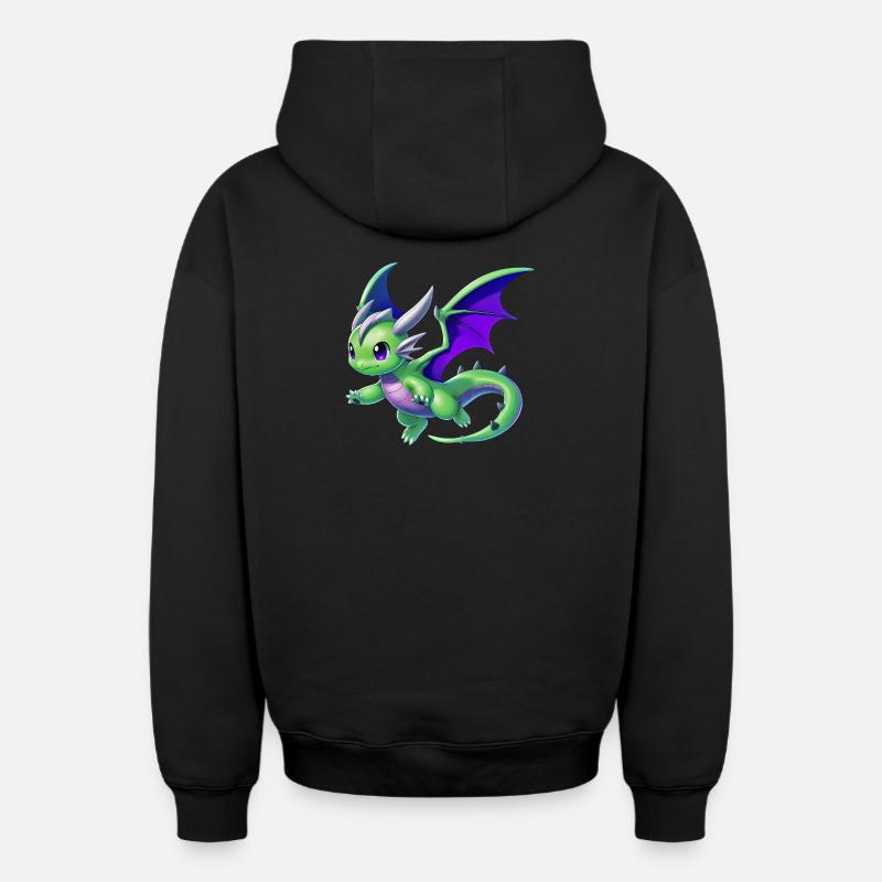 Dragon - Sweat à capuche unisexe zippé oversize épais SPREAD - noir