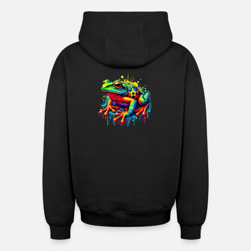 Grenouille - Sweat à capuche unisexe zippé oversize épais SPREAD - noir