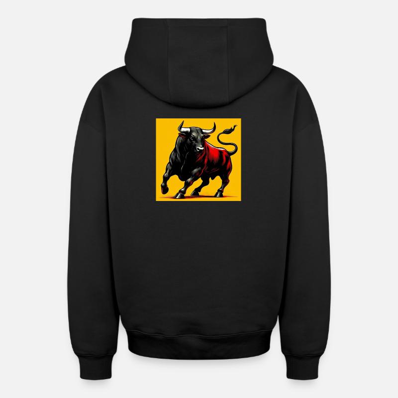 taureau - Sweat à capuche unisexe zippé oversize épais SPREAD - noir