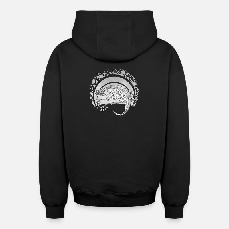 Caméléon - Sweat à capuche unisexe zippé oversize épais SPREAD - noir