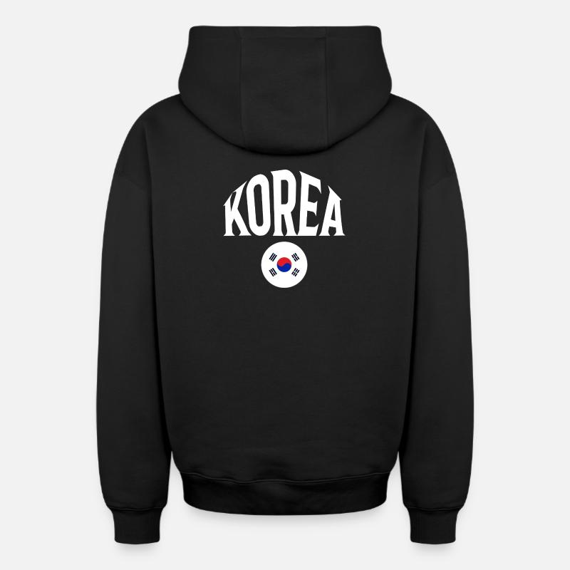 Corée - Sweat à capuche unisexe zippé oversize épais SPREAD - noir