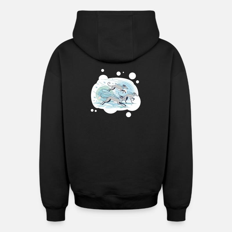 Windhunde - Oversized Heavyweight Unisex Zip Hoodie - Schwarz