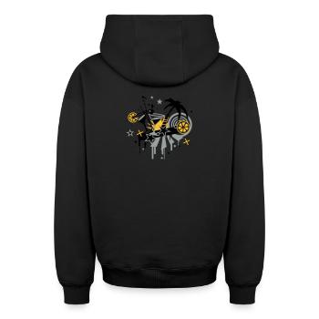 Cocktail Gläser und Palme. Strand,Ferien,Sommer - Oversized Heavyweight Unisex Zip Hoodie - Schwarz - Hinten - AI Model Male 185 dark (185cm)