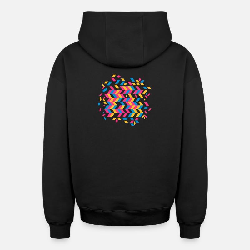 Un motif à chevrons - Sweat à capuche unisexe zippé oversize épais SPREAD - noir