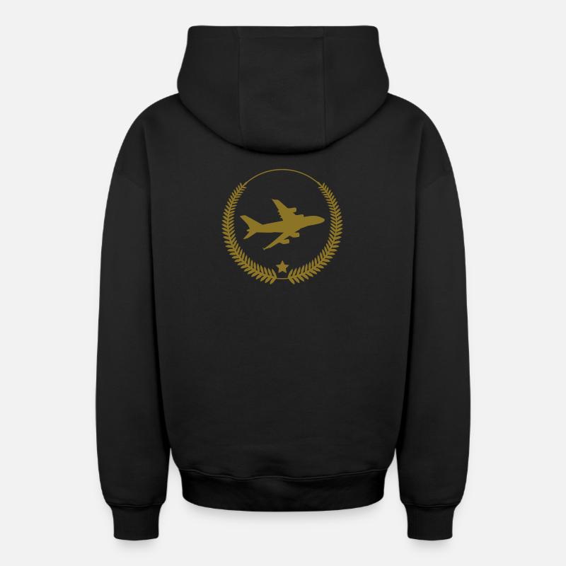 Aviation / Luftfahrt - Sweat à capuche unisexe zippé oversize épais SPREAD - noir