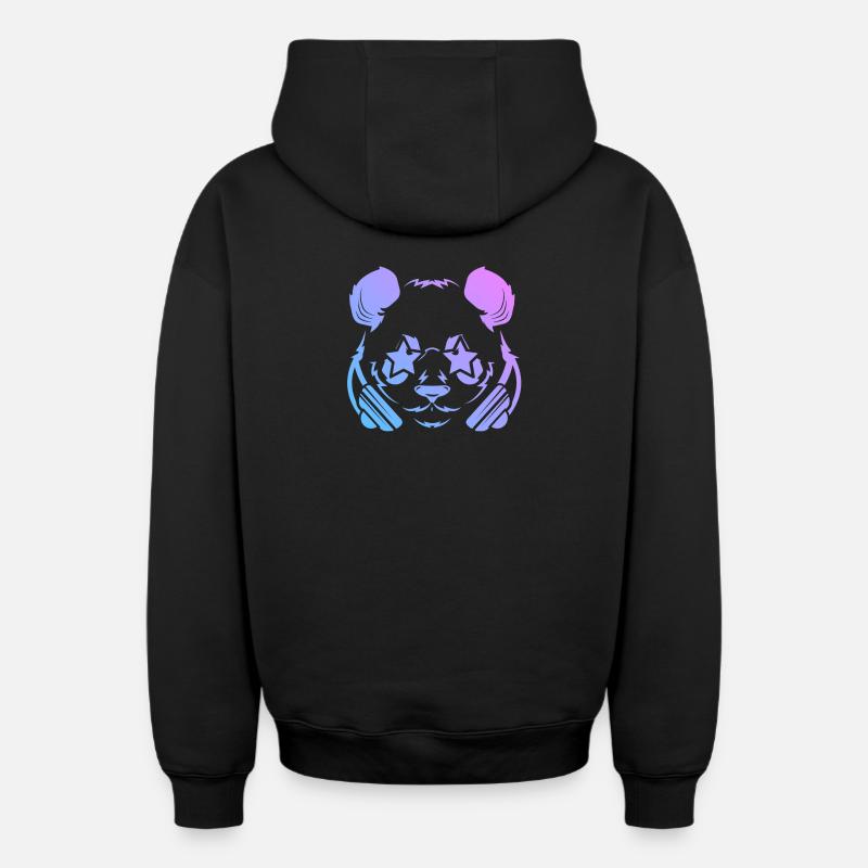 Panda Pandabär - Sweat à capuche unisexe zippé oversize épais SPREAD - noir