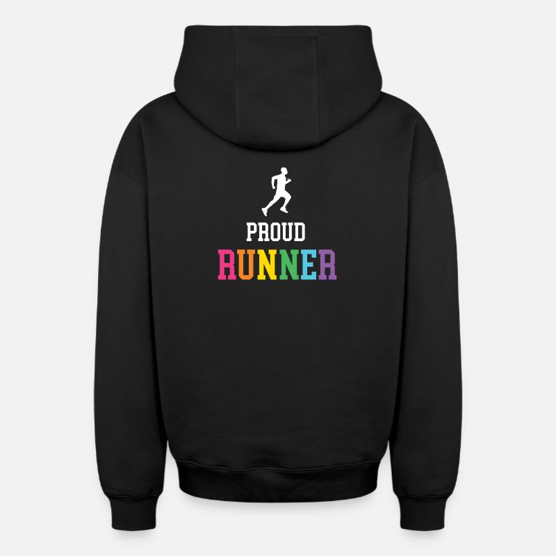 Fier coureur LGBT - Sweat à capuche unisexe zippé oversize épais SPREAD - noir