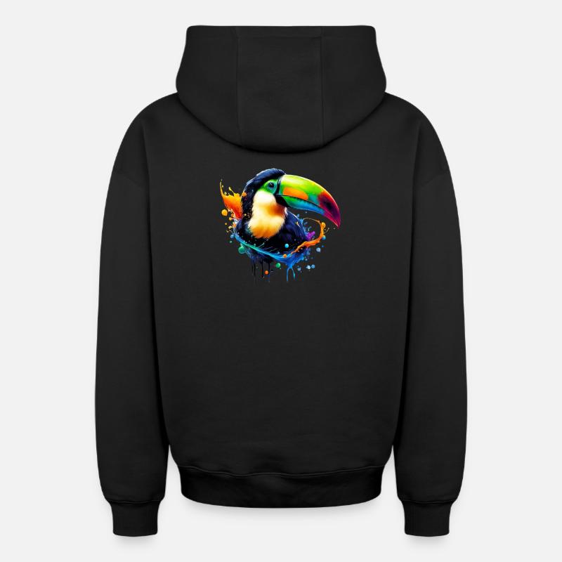 Toucan - Sweat à capuche unisexe zippé oversize épais SPREAD - noir