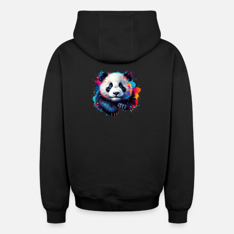 Panda - Sweat à capuche unisexe zippé oversize épais SPREAD - noir