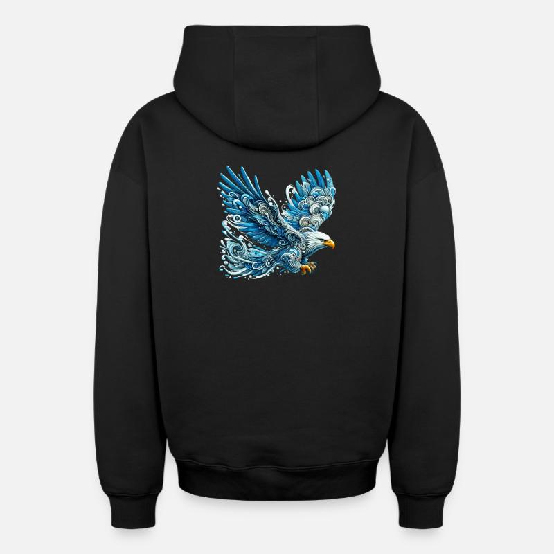 Aigle - Sweat à capuche unisexe zippé oversize épais SPREAD - noir
