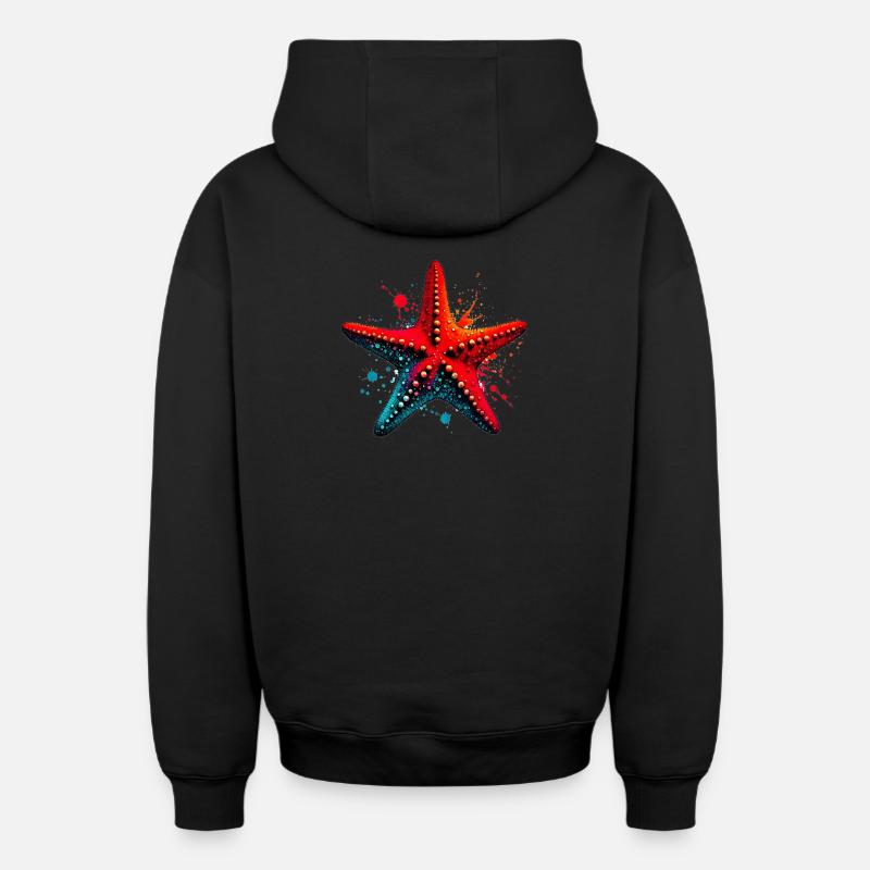 Étoile de mer - Sweat à capuche unisexe zippé oversize épais SPREAD - noir