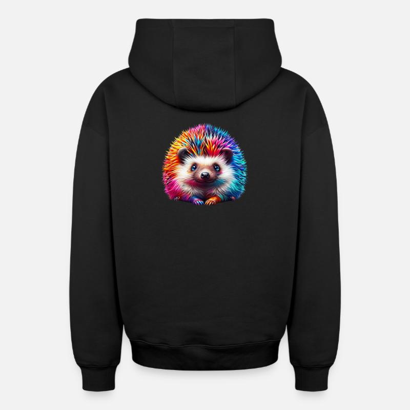 Hérisson - Sweat à capuche unisexe zippé oversize épais SPREAD - noir