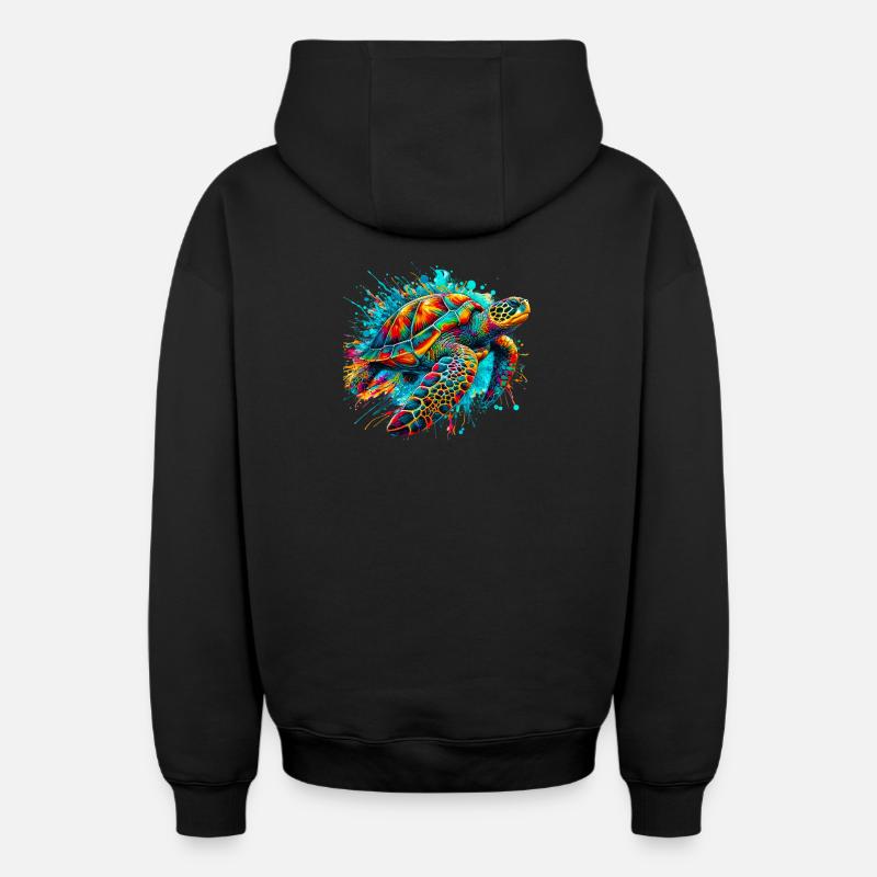 Tortue - Sweat à capuche unisexe zippé oversize épais SPREAD - noir