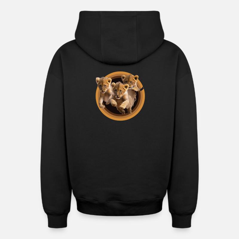Chatons - Sweat à capuche unisexe zippé oversize épais SPREAD - noir