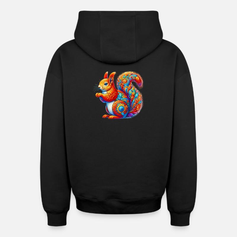 Écureuil - Sweat à capuche unisexe zippé oversize épais SPREAD - noir