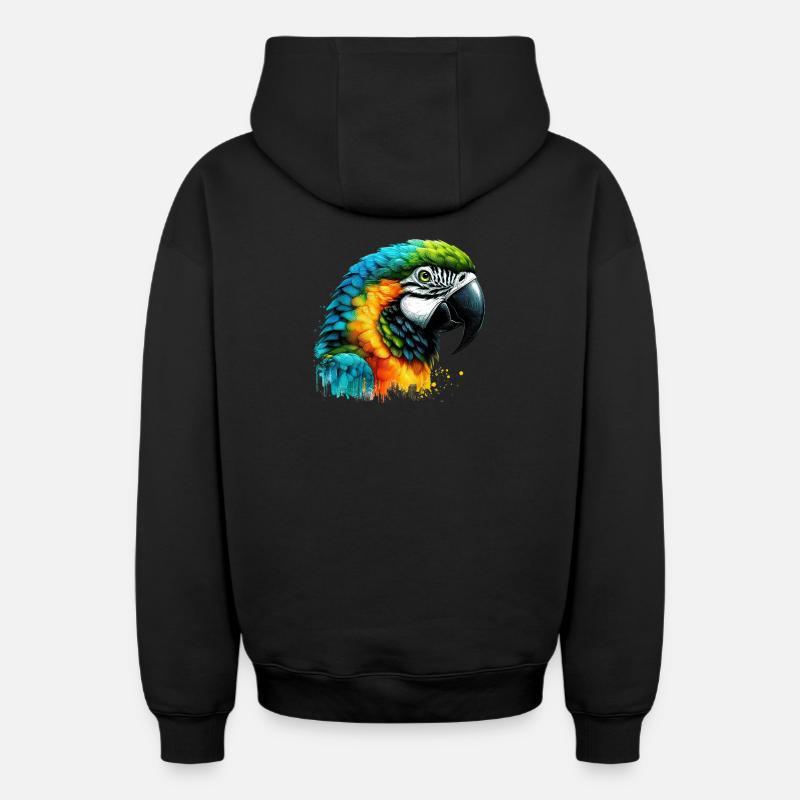 Perroquet - Sweat à capuche unisexe zippé oversize épais SPREAD - noir