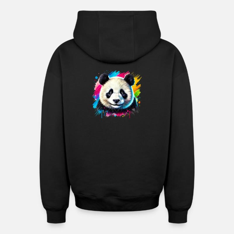 Panda - Sweat à capuche unisexe zippé oversize épais SPREAD - noir
