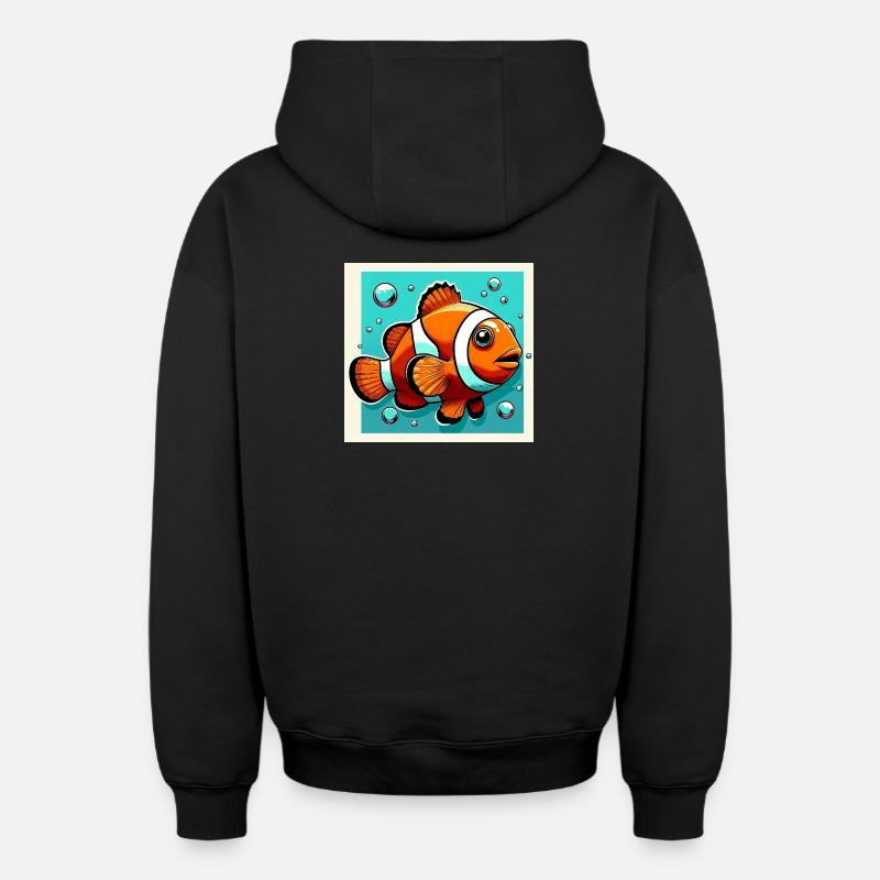 Poisson-clown - Sweat à capuche unisexe zippé oversize épais SPREAD - noir
