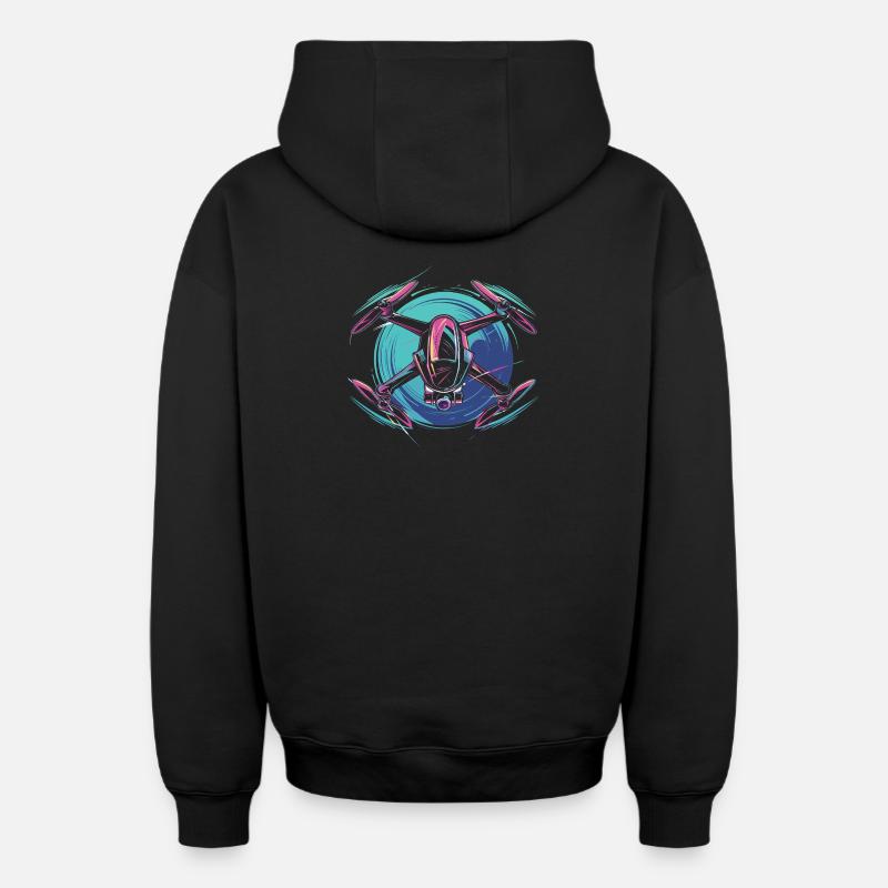 Drone dynamique - Sweat à capuche unisexe zippé oversize épais SPREAD - noir