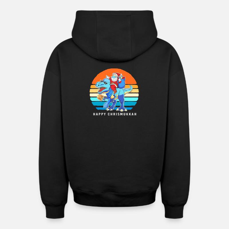 Hanoukka Hanoukka Hanoukka Noël - Sweat à capuche unisexe zippé oversize épais SPREAD - noir