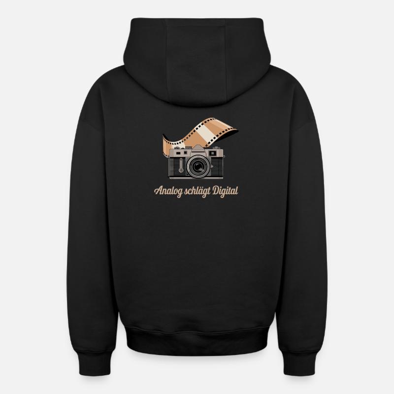 Caméra rétro numérique Analog Beats - Sweat à capuche unisexe zippé oversize épais SPREAD - noir