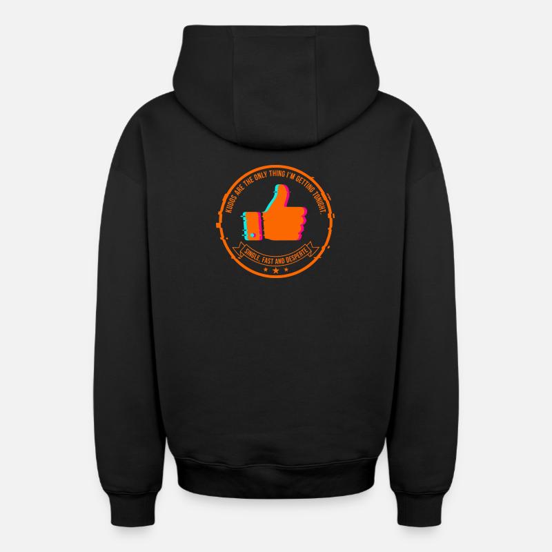 NeonThumbs Stamp : Single ce soir - Sweat à capuche unisexe zippé oversize épais SPREAD - noir