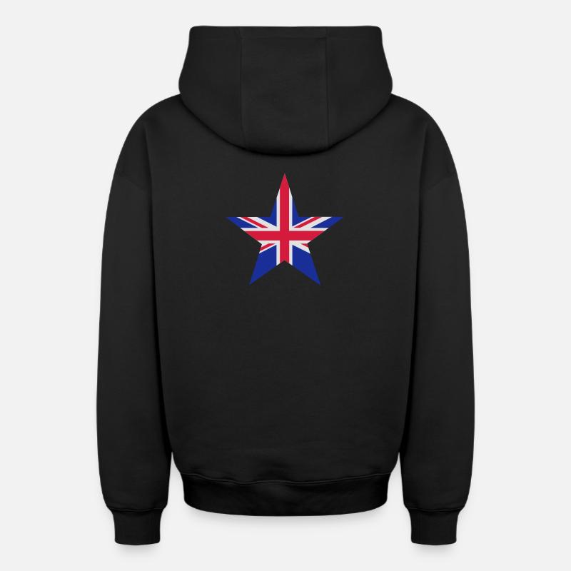 Étoile Royaume-Uni - Sweat à capuche unisexe zippé oversize épais SPREAD - noir