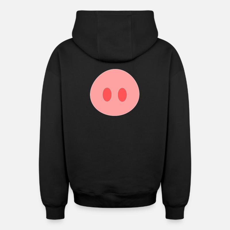 Cochon - Sweat à capuche unisexe zippé oversize épais SPREAD - noir