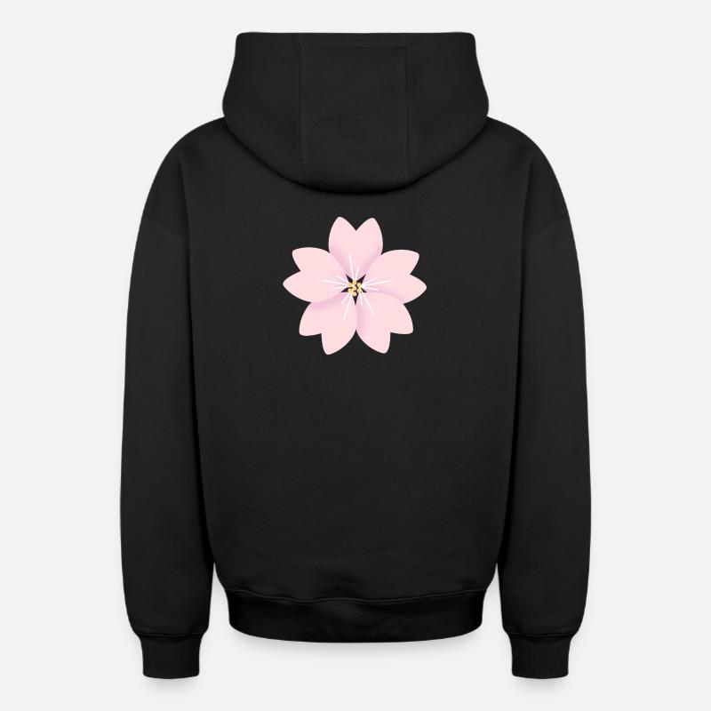 Fleur de cerisier - Sweat à capuche unisexe zippé oversize épais SPREAD - noir