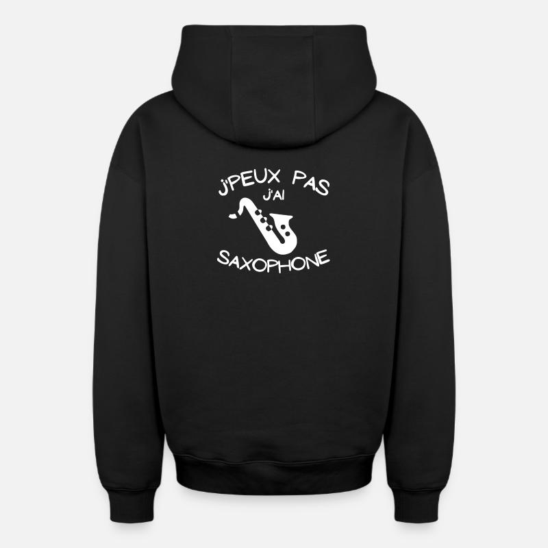 saxophone, jouer de saxophone - Sweat à capuche unisexe zippé oversize épais SPREAD - noir