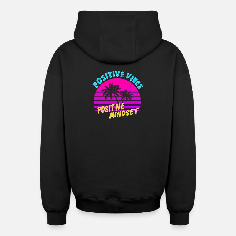 positif Vibrations positives - Sweat à capuche unisexe zippé oversize épais SPREAD - noir