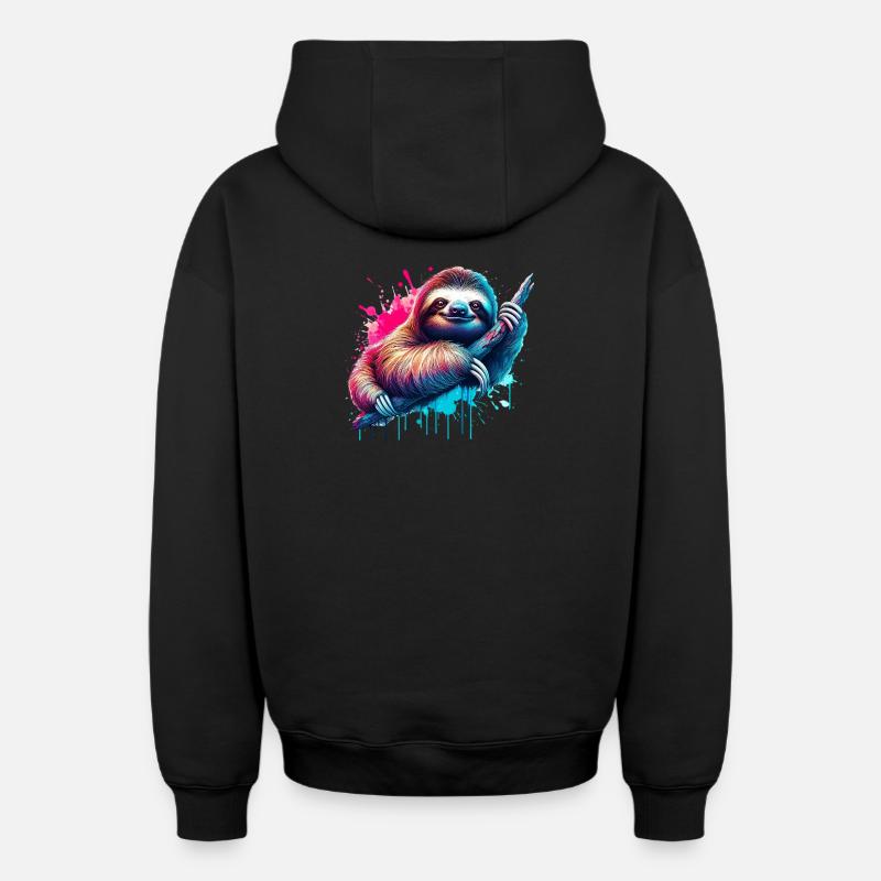 Paresse - Sweat à capuche unisexe zippé oversize épais SPREAD - noir