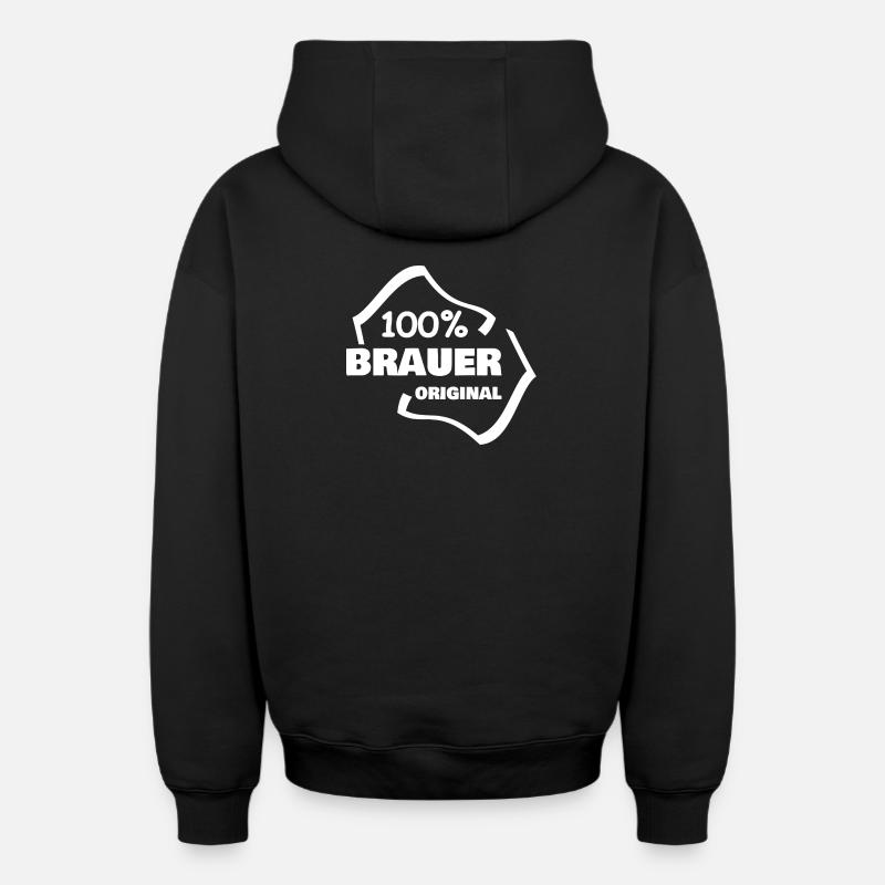 brasseur - Sweat à capuche unisexe zippé oversize épais SPREAD - noir