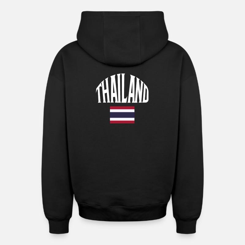 Thaïlande - Sweat à capuche unisexe zippé oversize épais SPREAD - noir