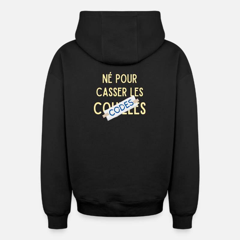Né pour casser les codes - Sweat à capuche unisexe zippé oversize épais SPREAD - noir