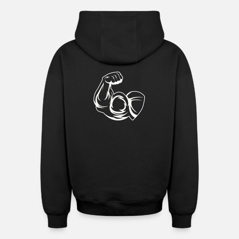 Empreintes puissantes des biceps - Sweat à capuche unisexe zippé oversize épais SPREAD - noir