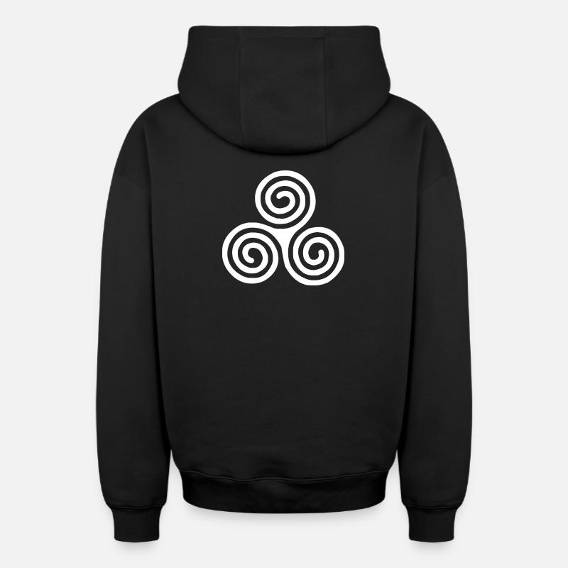 Triskele blanc - Sweat à capuche unisexe zippé oversize épais SPREAD - noir