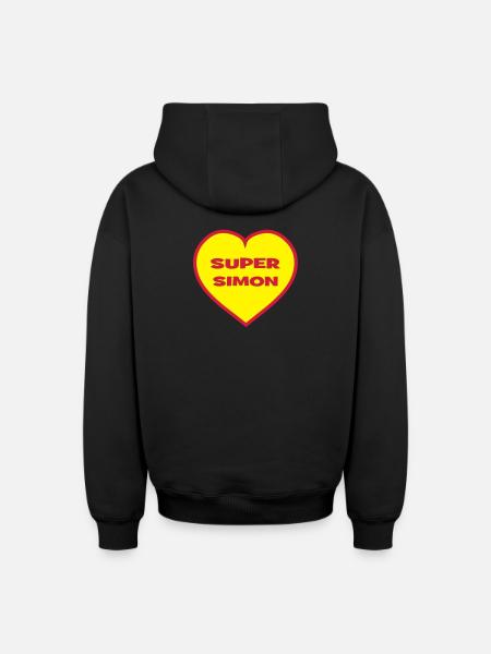 Super Simon - Sweat à capuche unisexe zippé oversize épais SPREAD - noir