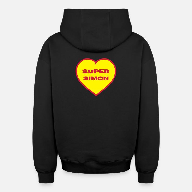 Super Simon - Sweat à capuche unisexe zippé oversize épais SPREAD - noir