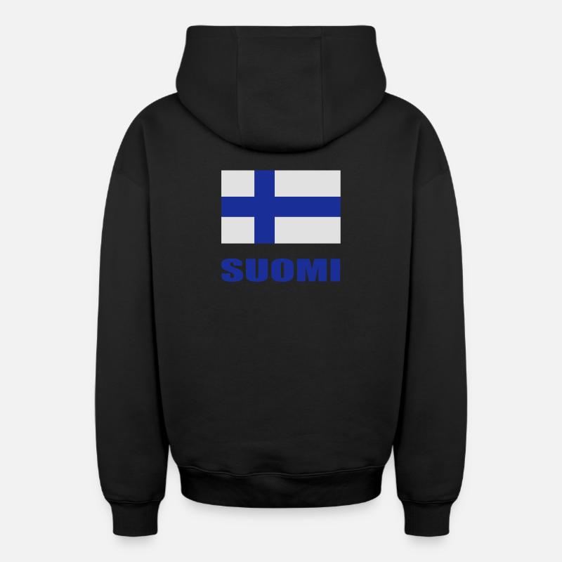 Drapeau finlandais - Sweat à capuche unisexe zippé oversize épais SPREAD - noir
