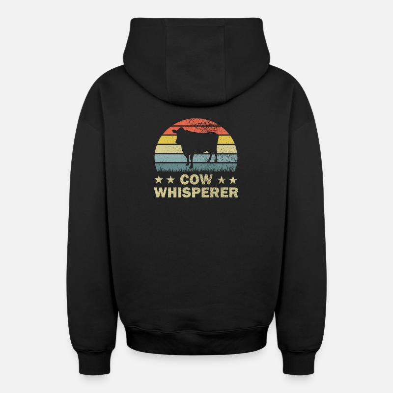 Vache Vaches - Sweat à capuche unisexe zippé oversize épais SPREAD - noir
