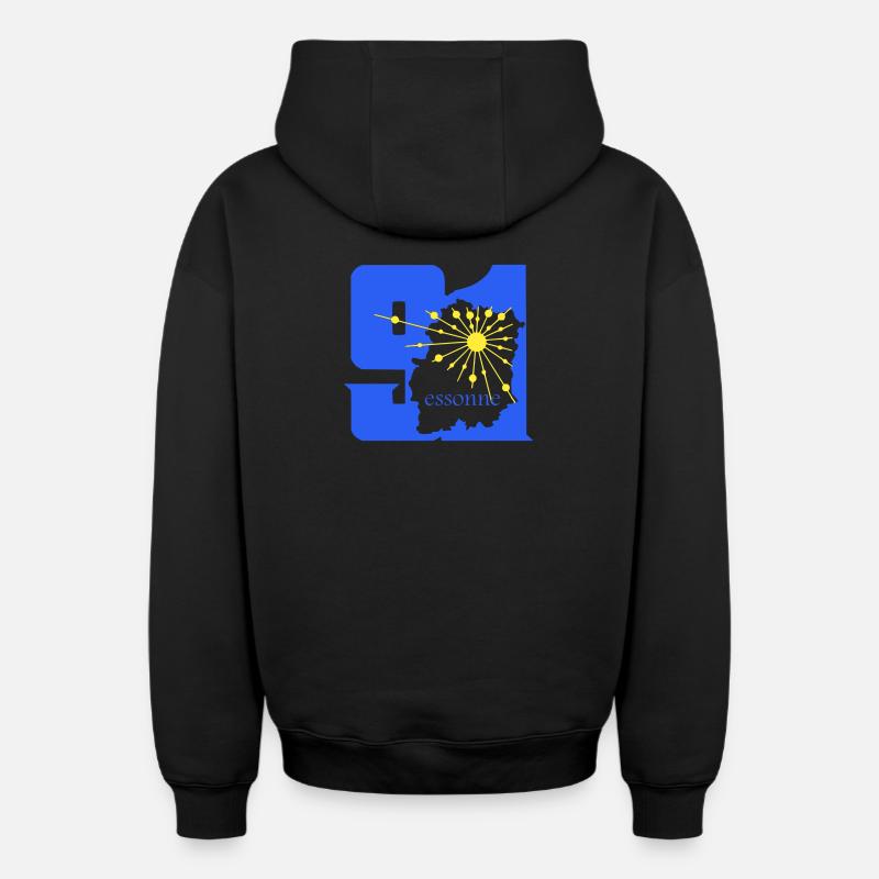 Essonne - Sweat à capuche unisexe zippé oversize épais SPREAD - noir