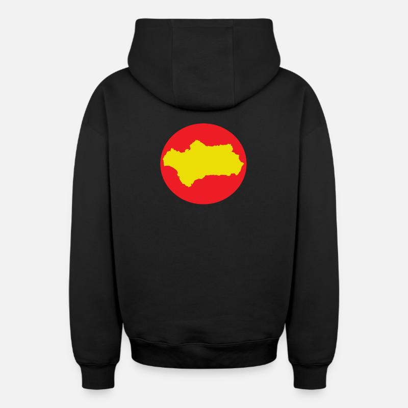 Andalousie rouge et jaune - Sweat à capuche unisexe zippé oversize épais SPREAD - noir