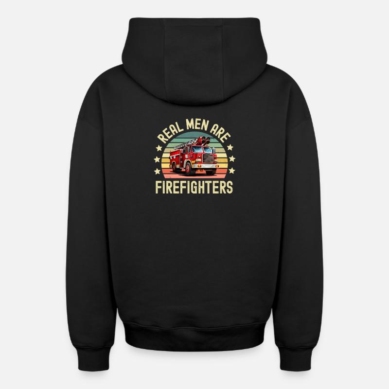 Pompiers - Sweat à capuche unisexe zippé oversize épais SPREAD - noir