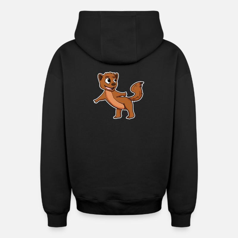 Martre belette - Sweat à capuche unisexe zippé oversize épais SPREAD - noir